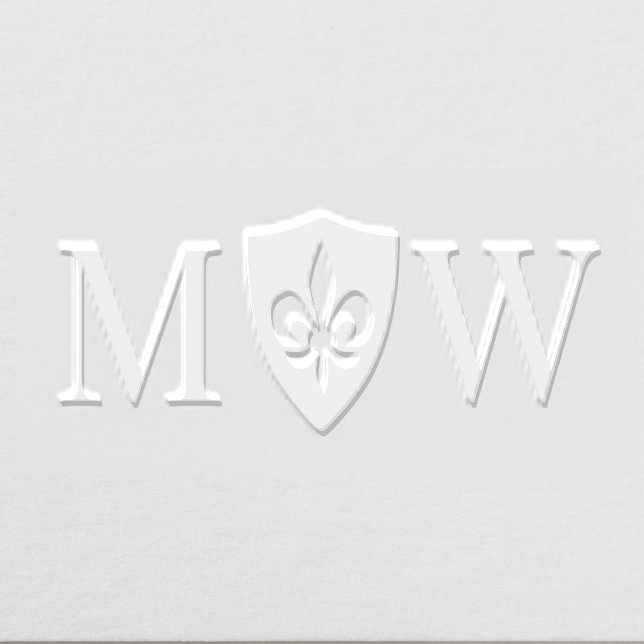 Fleur de Lis #37 Couple Wedding 2 Initial Monogram Embosser (Design)