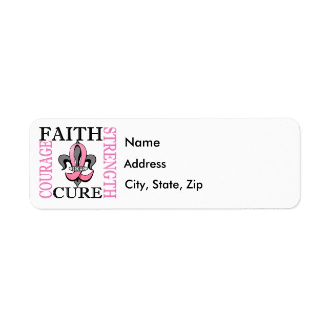 Fleur De Lis 3 Breast Cancer Label (Front)