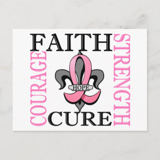 Fleur De Lis 3 Breast Cancer Postcard