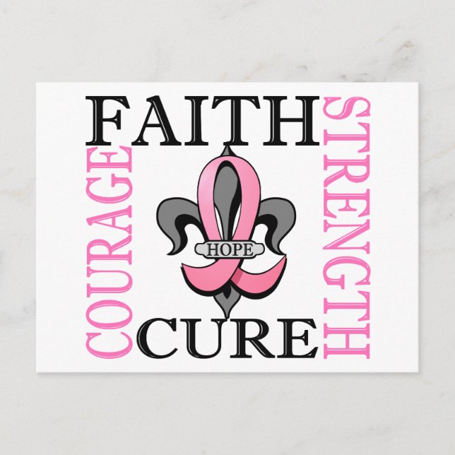 Fleur De Lis 3 Breast Cancer Postcard (Front)