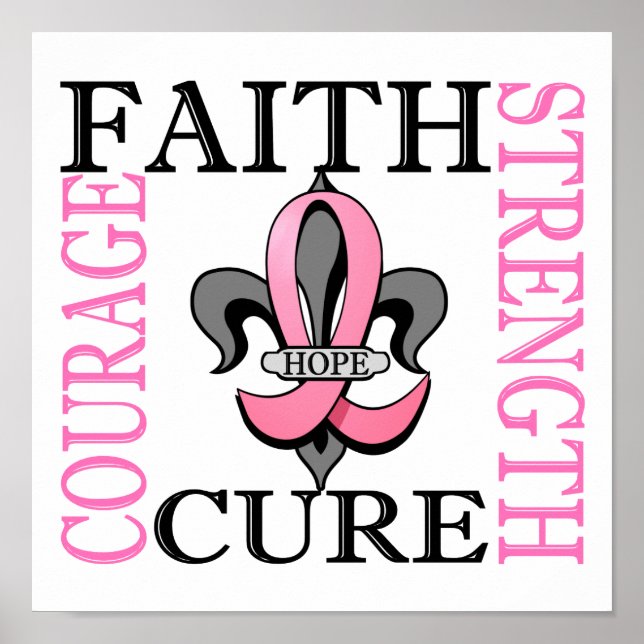 Fleur De Lis 3 Breast Cancer Poster (Front)