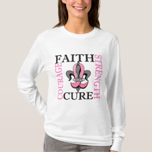 Fleur De Lis 3 Breast Cancer T-Shirt