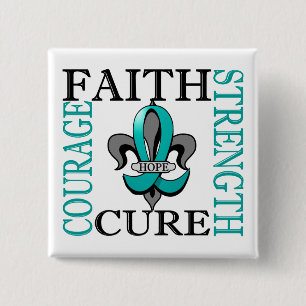 Fleur De Lis 3 Ovarian Cancer Button