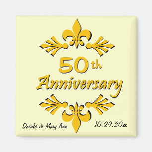 Fleur De Lis 50th Anniversary Party Favors Magnet