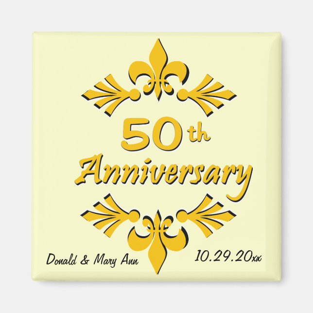 Fleur De Lis 50th Anniversary Party Favors Magnet (Front)