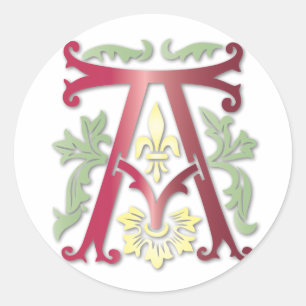 Fleur-de-lis A Monogram Classic Round Sticker