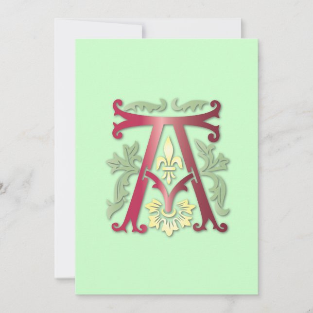 Fleur-de-lis A Monogram Invitation (Front)
