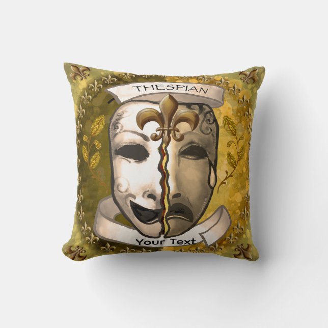 Fleur De Lis Actor Masks Throw Pillow (Front)