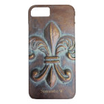 Fleur De Lis, Aged Copper-Look Printed iPhone 8/7 Case