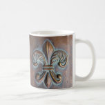 Fleur De Lis, Aged Copper-Look Printed Coffee Mug