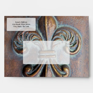Fleur De Lis, Aged Copper-Look Printed Envelope