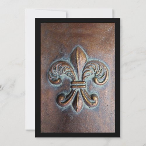 Fleur De Lis, Aged Copper-Look Printed Custom Invitations