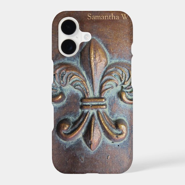 Fleur De Lis, Aged Copper-Look Printed Iphone Case (Back)