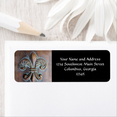 Fleur De Lis Aged Copper_Look Printed Label