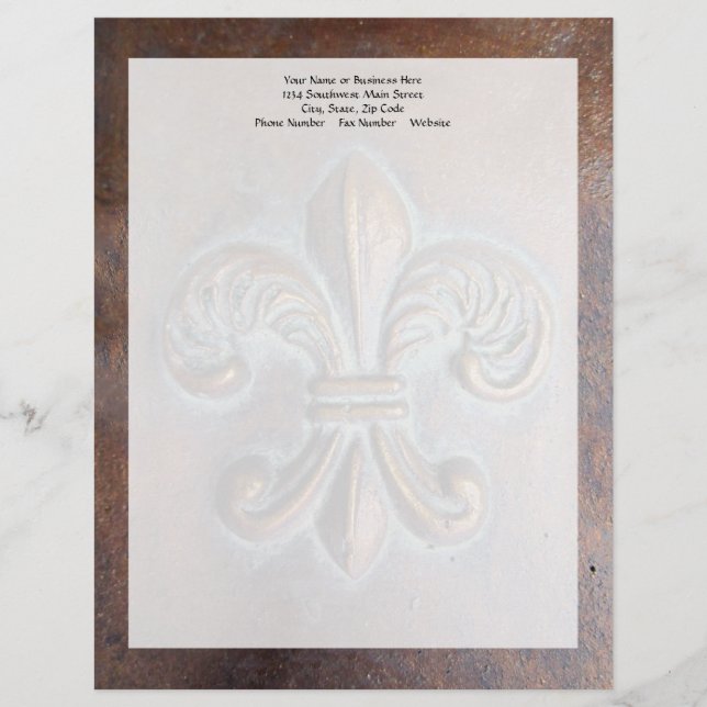 Fleur De Lis, Aged Copper-Look Printed Letterhead (Front)