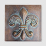 Fleur De Lis, Aged Copper-Look Printed Magnet