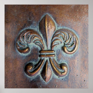 Fleur De Lis, Aged Copper-Look Printed Poster