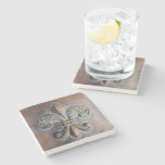 Fleur De Lis, Aged Copper-Look Printed Stone Coaster