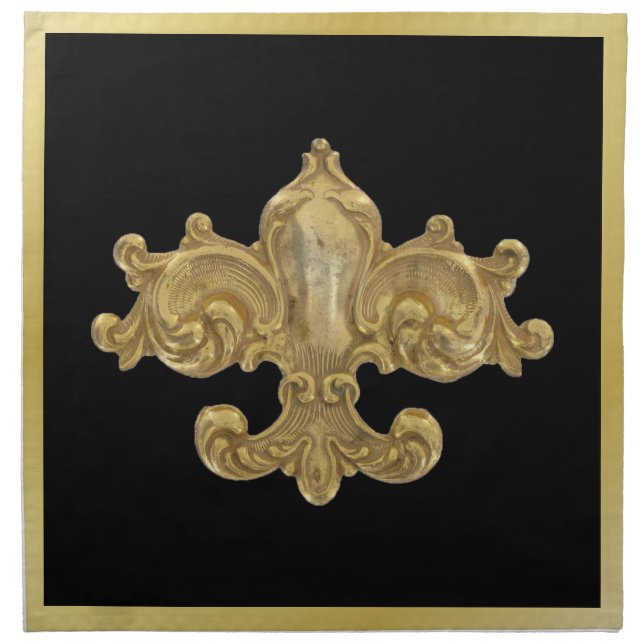 Fleur de Lis Antique Gold Napkin (Front)
