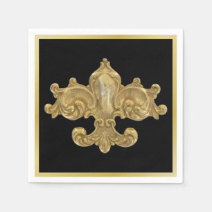 Fleur De Lis Antique Gold Paper Napkins