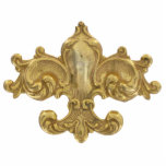 Fleur De Lis Antique Gold Pin Cutout<br><div class="desc">Acrylic photo sculpture pin with an image of an ornate antique gold fleur de lis. See matching acrylic photo sculpture keychain,  magnet,  ornament and sculpture. See the entire Cancan Buttons & Pins collection in the SPECIAL TOUCHES | Party Favors section.</div>