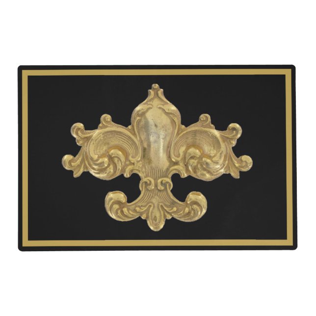 Fleur De Lis Antique Gold Placemat (Front)