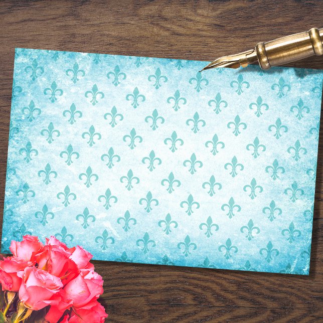 Fleur De Lis Aqua Decoupage Paper (Creator Uploaded)