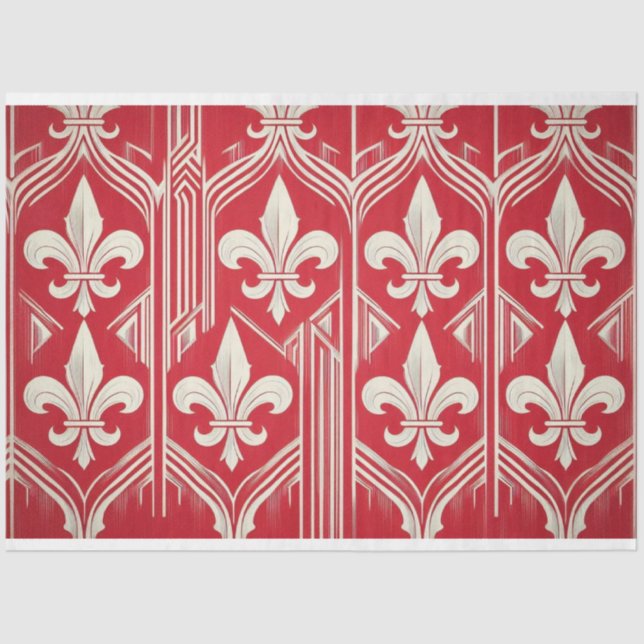 Fleur-de-lis Art Deco Decoupage Tissue Paper (Front)