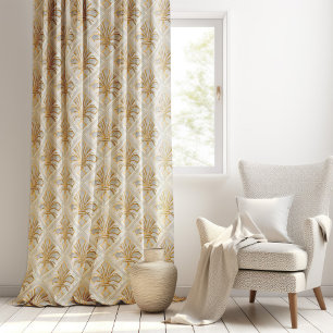 Fleur-de-lis Art Deco - pearl and gold Blackout Curtains
