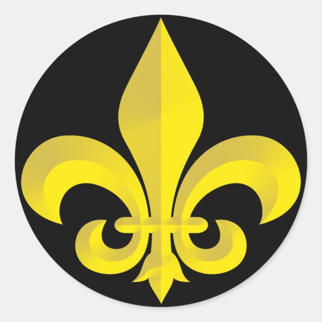 Fleur De Lis Art Gold Classic Round Sticker (Front)