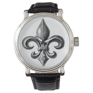 Fleur-de-Lis B&W Design Wrist Watch