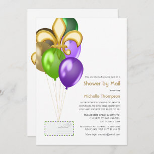 Fleur de Lis Balloon Baby or Bridal Shower by Mail Invitation