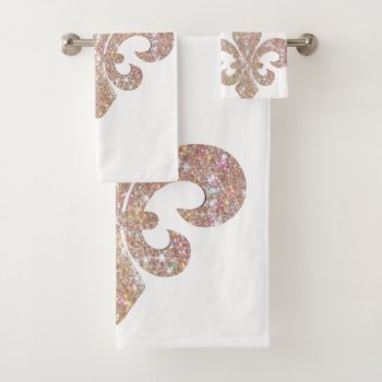 Fleur De Lis  Bathroom Sprakle Bath Towel Set by Lorriscustomart at Zazzle