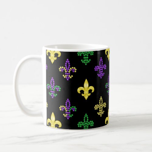 Fleur de Lis Beads _ Black Coffee Mug