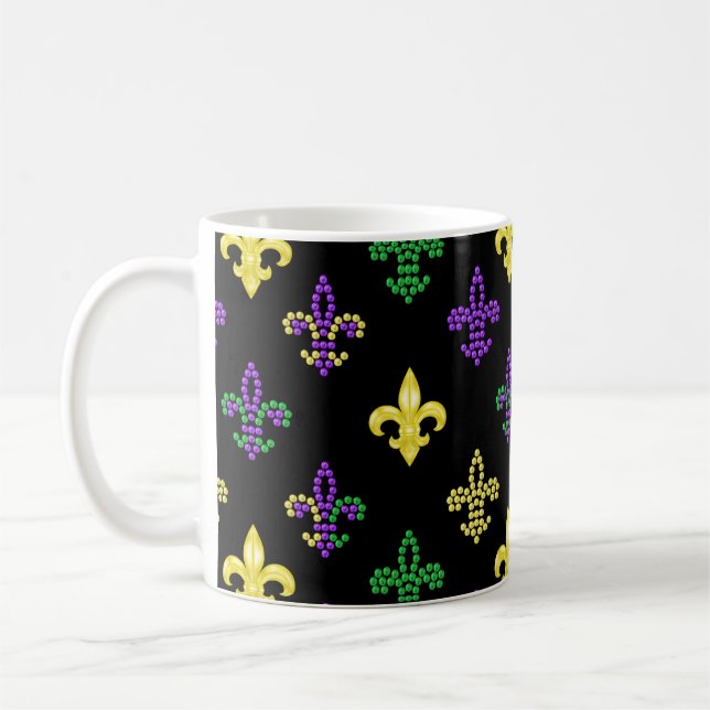 Fleur de Lis Beads - Black Coffee Mug (Left)