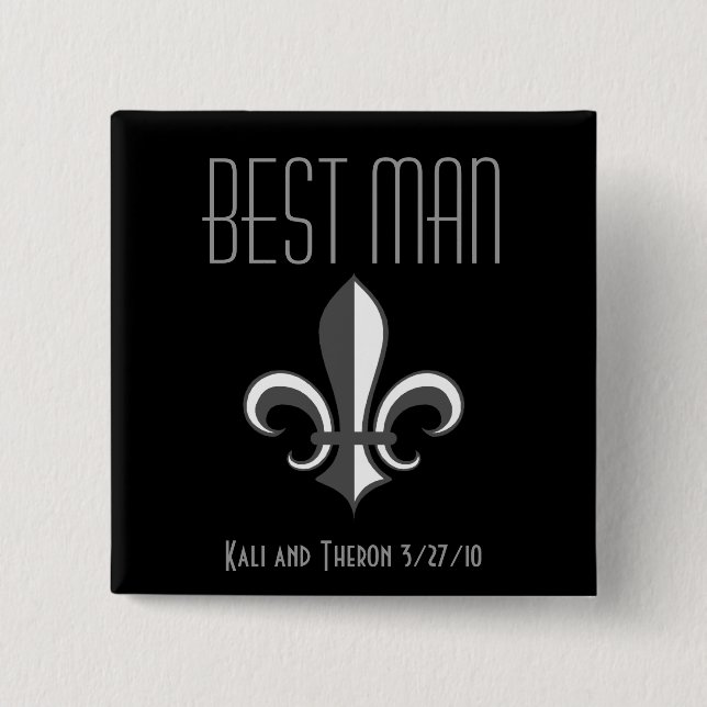 Fleur de lis best man button (Front)