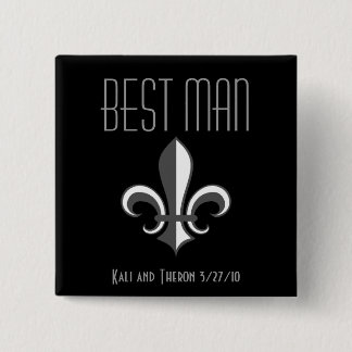 Fleur de lis best man button