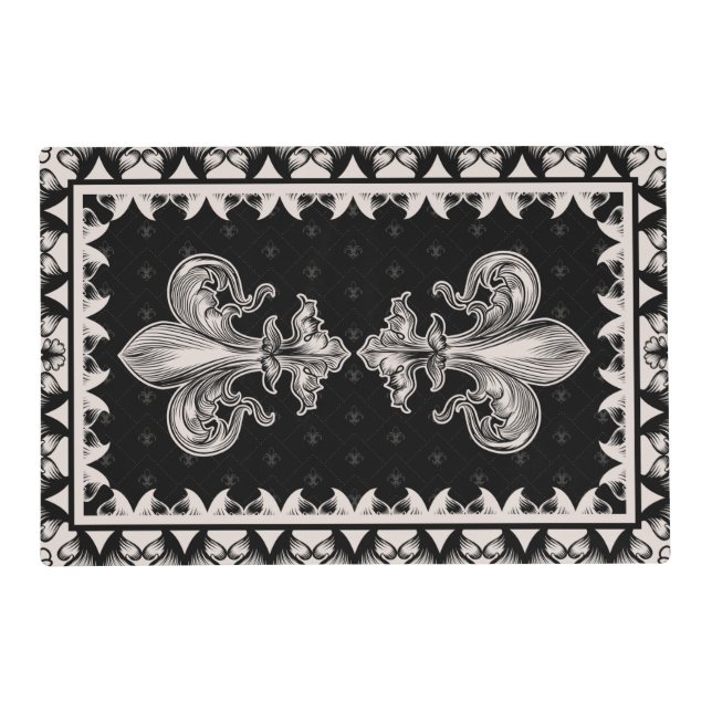 Fleur-de-lis - Black and Cream Placemat (Front)