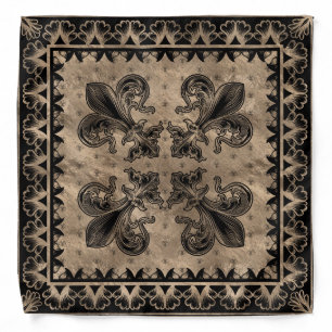 Fleur-de-lis - Black and Gold Bandana
