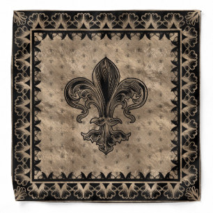 Fleur-de-lis - Black and Gold Bandana