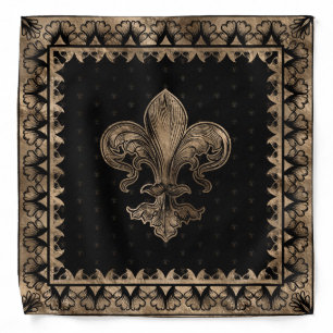 Fleur-de-lis - Black and Gold Bandana