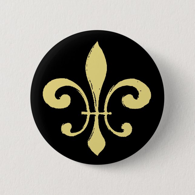 Fleur De Lis,Black and Gold Button (Front)
