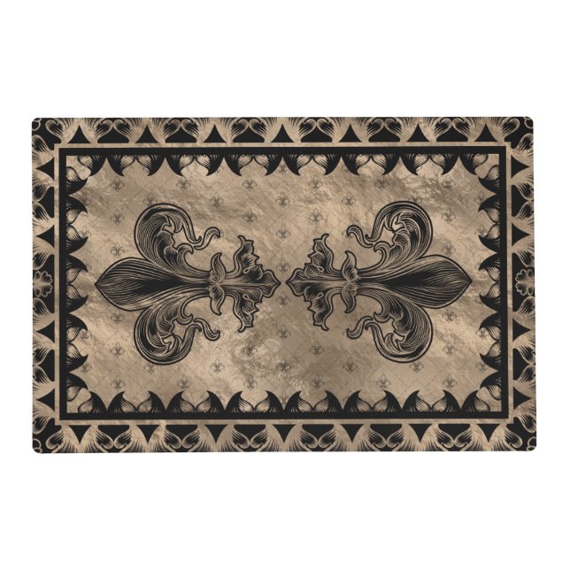 Fleur-de-lis - Black and Gold Placemat (Front)