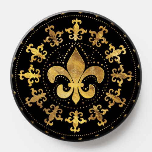 Fleur_de_lis _ black and gold PopSocket