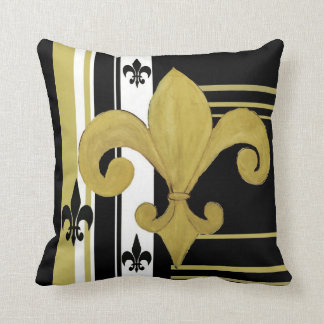 Fleur de lis black and gold throw pillow from art