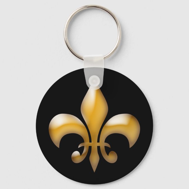 Fleur de Lis Black and Golden Yellow Keychain (Front)