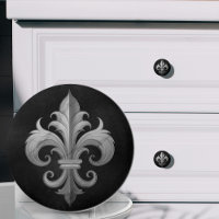 Fleur-De-Lis Black and white marble