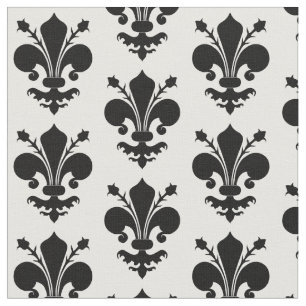 Fleur de lis black and white medieval pattern fabric