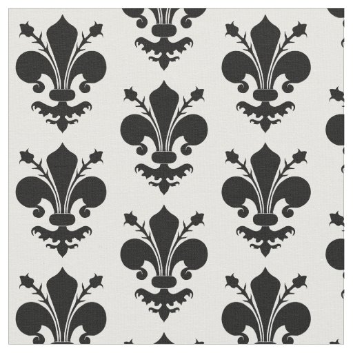 Fleur de lis black and white medieval pattern fabric