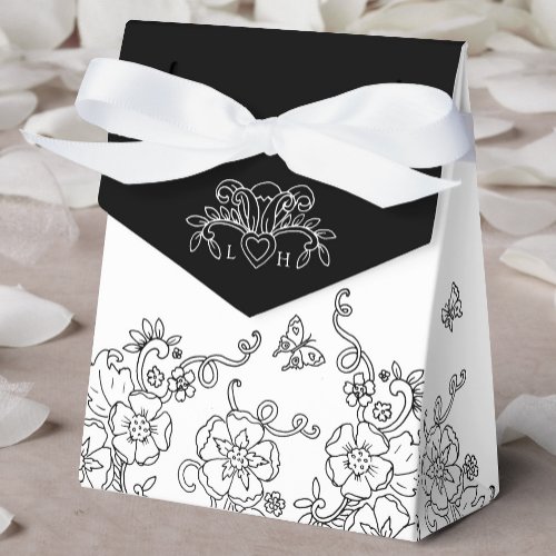 Fleur de lis black and white wedding  favor boxes
